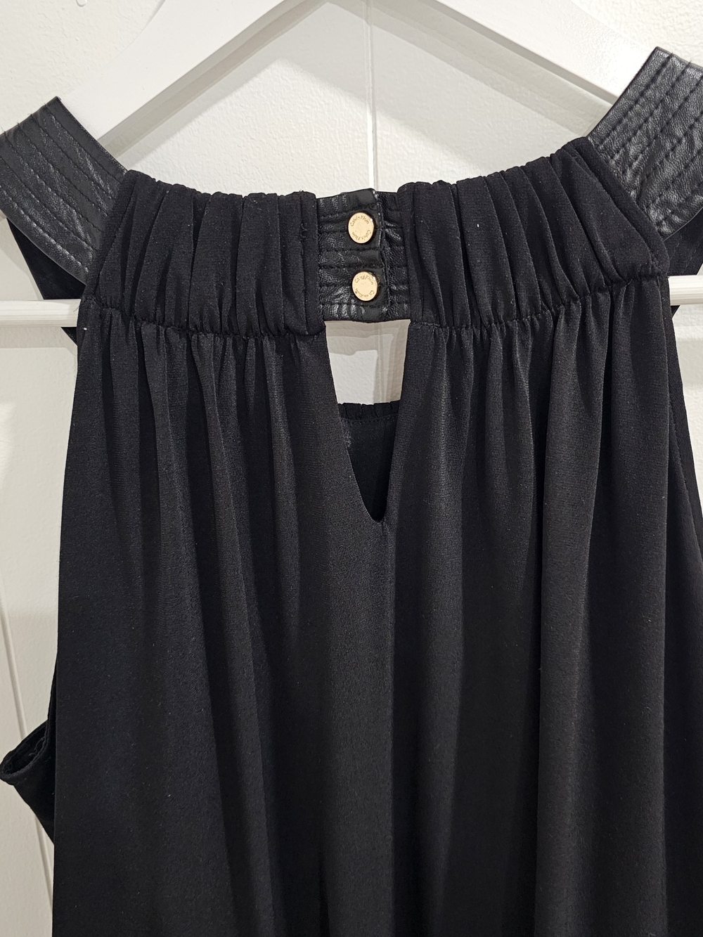 Calvin Klein Black White Colorblock Blouse HalterTop L Old Money Party Luxury - Picture 10 of 12